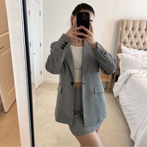 MANGO houndstooth blazer and skirt set